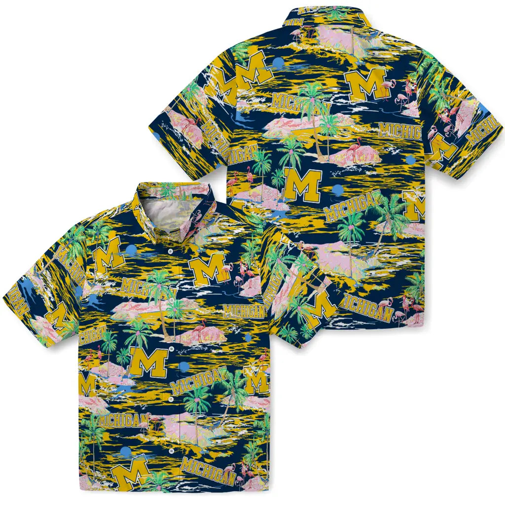 Michigan Wolverines Flamingo Retreat 2026 Hawaiian Shirt – Moonbestprint