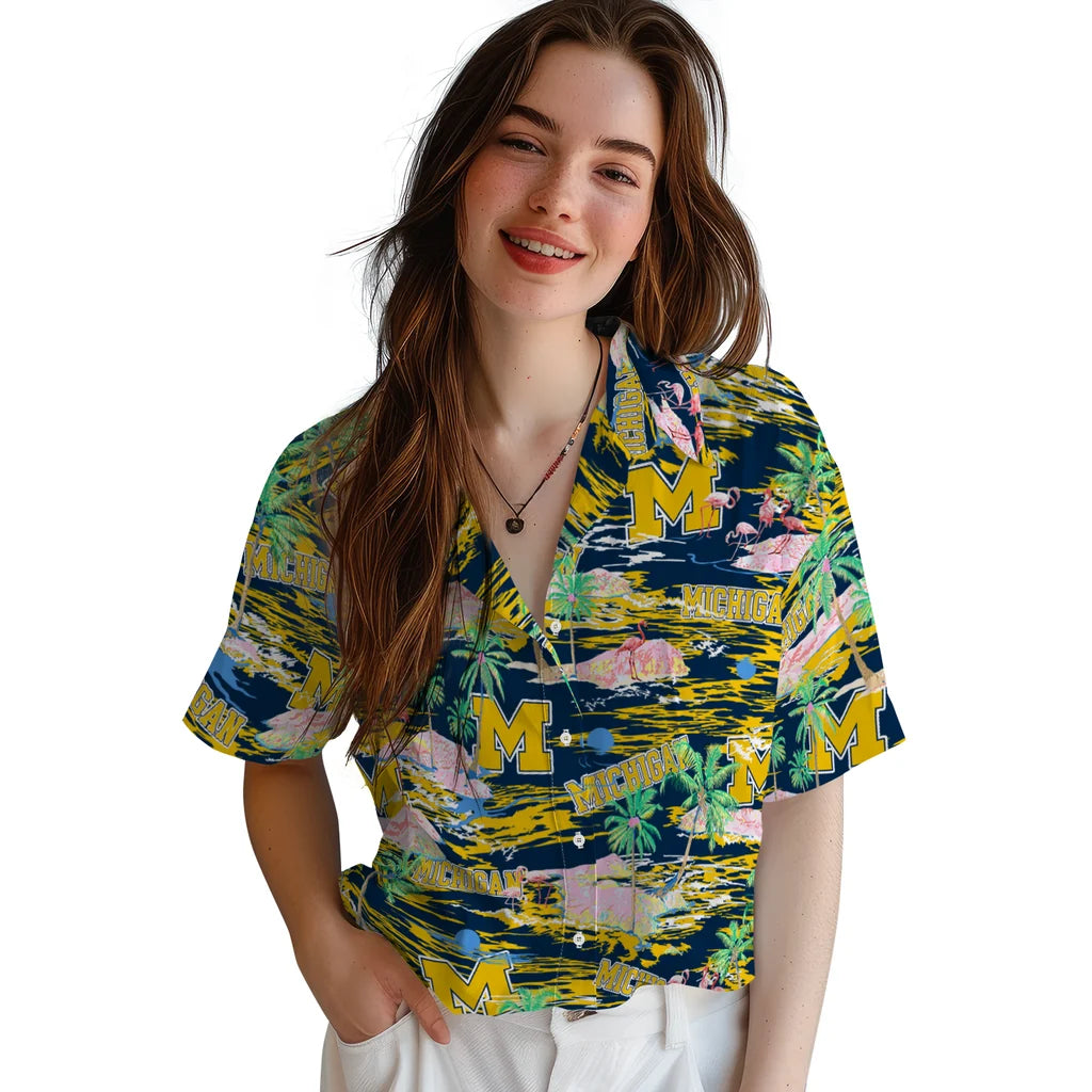 Michigan Wolverines Flamingo Retreat 2026 Hawaiian Shirt – Moonbestprint