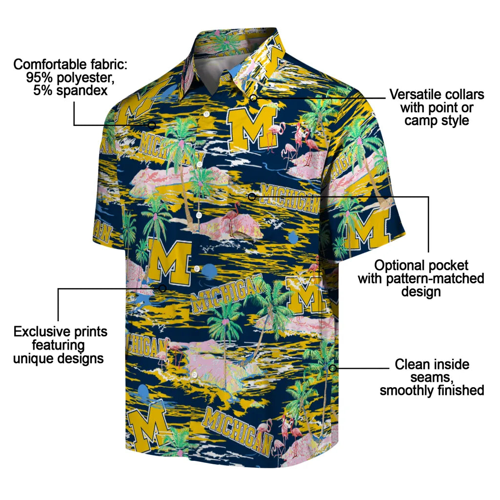 Michigan Wolverines Flamingo Retreat 2026 Hawaiian Shirt – Moonbestprint