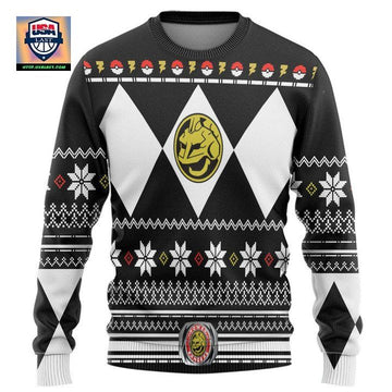 Mighty Morphin Black Power Ranger Pokemon Onix Christmas Sweater ? Usalast