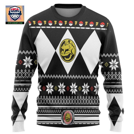Mighty Morphin Black Power Ranger Pokemon Onix Christmas Sweater ? Usalast