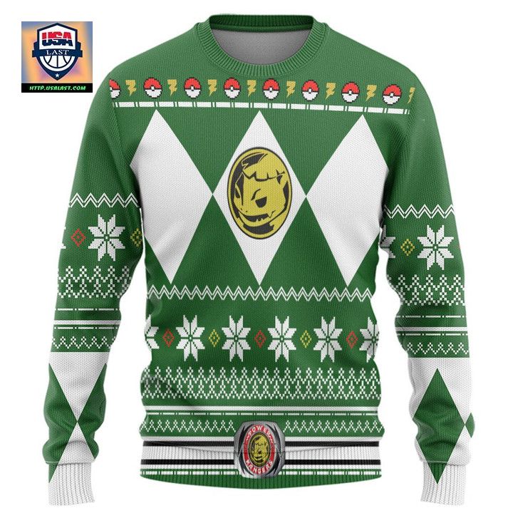 Mighty Morphin Green Power Ranger Pokemon Bulbasaur Christmas Sweater ? Usalast