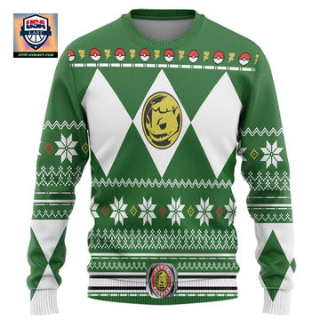 Mighty Morphin Green Power Ranger Pokemon Bulbasaur Christmas Sweater ? Usalast