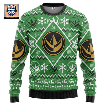 Mighty Morphin Power Ranger Green Christmas Sweater ? Usalast