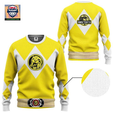 Mighty Morphin Power Rangers Ugly Christmas Sweater ? Yellow ? Usalast