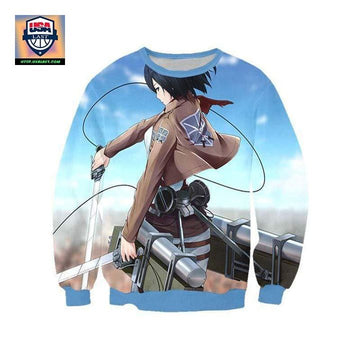 Mikasa Ackerman With Mobility Gear Sweater ? Attack On Titan 3D Printed Sweater Sh9821 ? Usalast