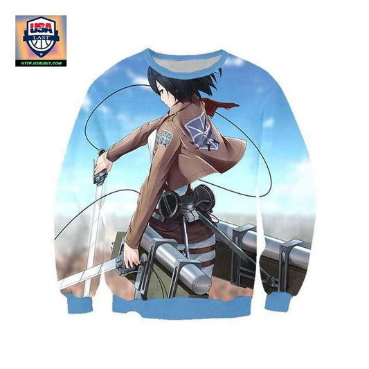 Mikasa Ackerman With Mobility Gear Sweater ? Attack On Titan 3D Printed Sweater Sh9821 ? Usalast