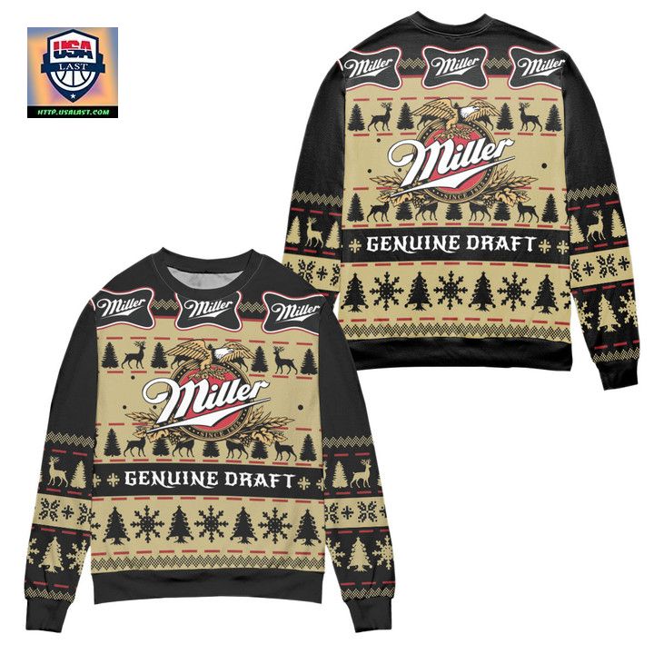 Miller Genuine Draft Snowflake Christmas Pattern Ugly Christmas Sweater ? Usalast