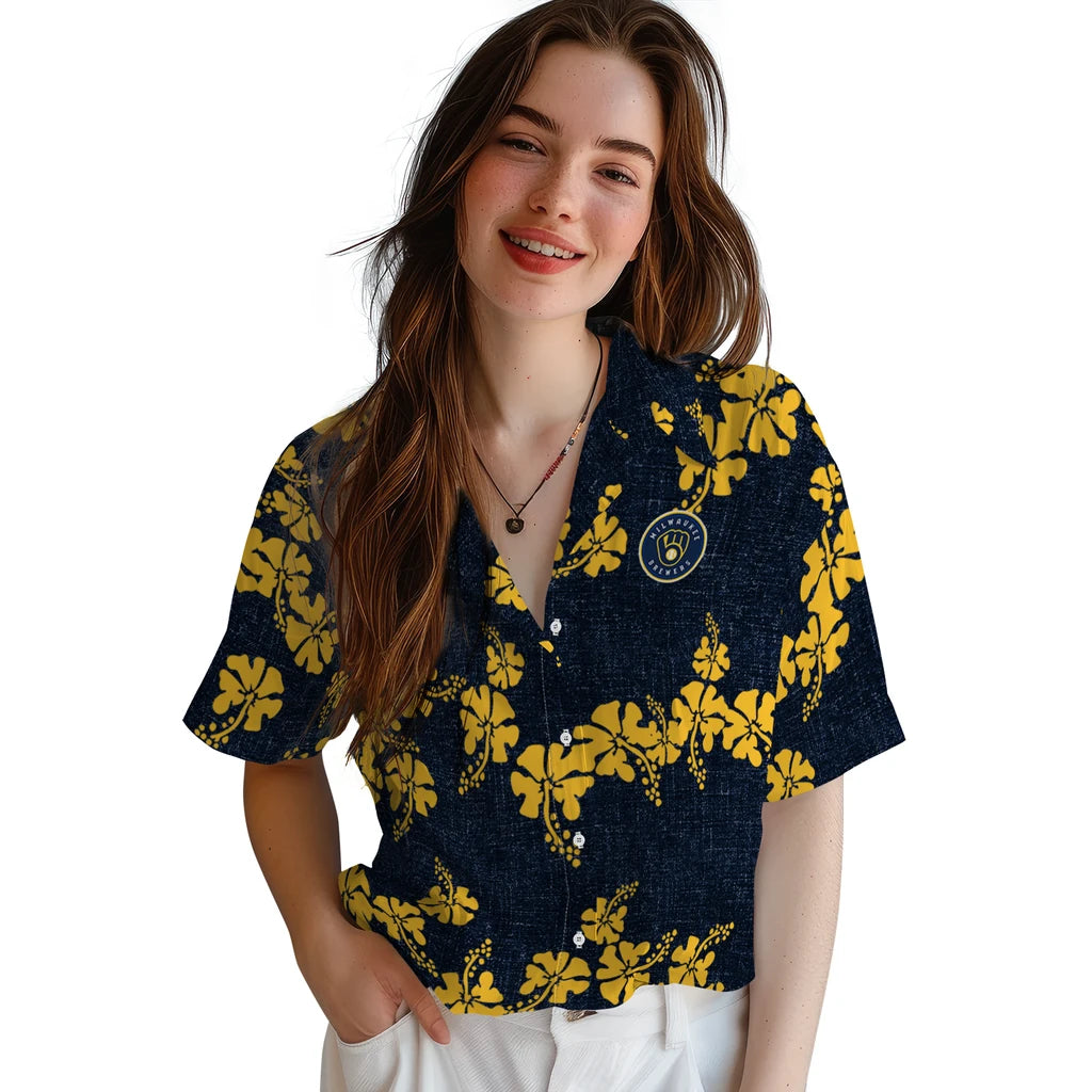 Milwaukee Brewers Hawaiian Shirt - 50th State Flower | Moonbestprint