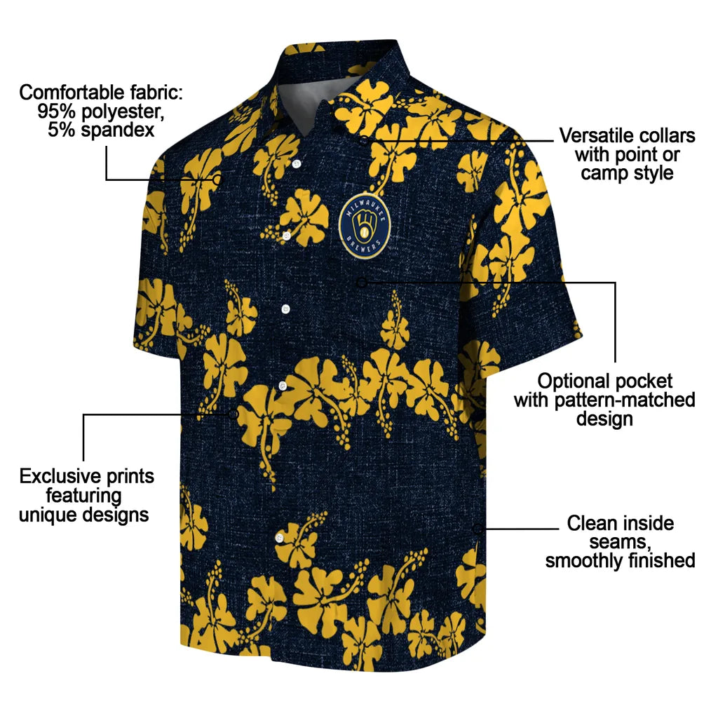 Milwaukee Brewers Hawaiian Shirt - 50th State Flower | Moonbestprint