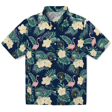 Milwaukee Brewers Hawaiian Shirt - Flamingo and Hibiscus | Moonbestprint