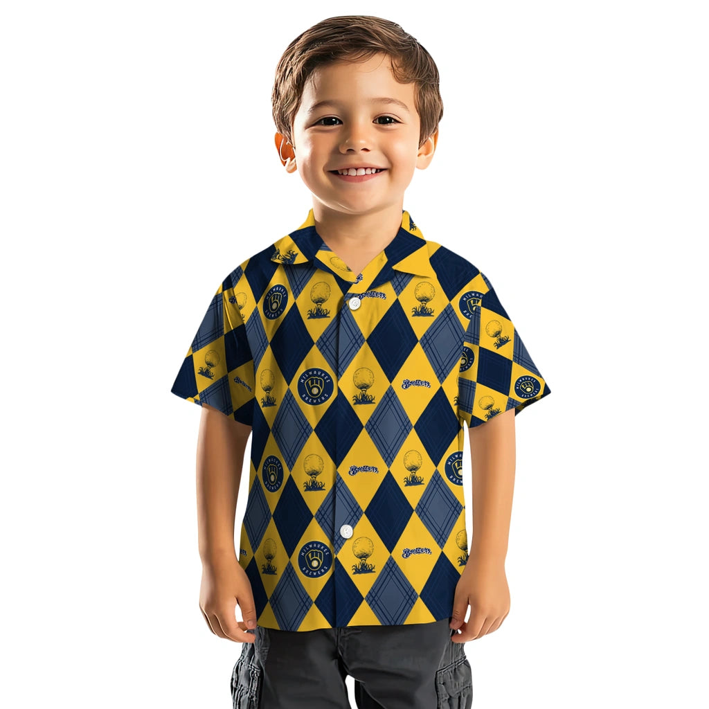 Milwaukee Brewers Hawaiian Shirt - Golfing Plaid | Moonbestprint