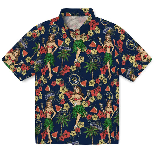 Milwaukee Brewers Hawaiian Shirt - Hawaiian Girls Design | Moonbestprint