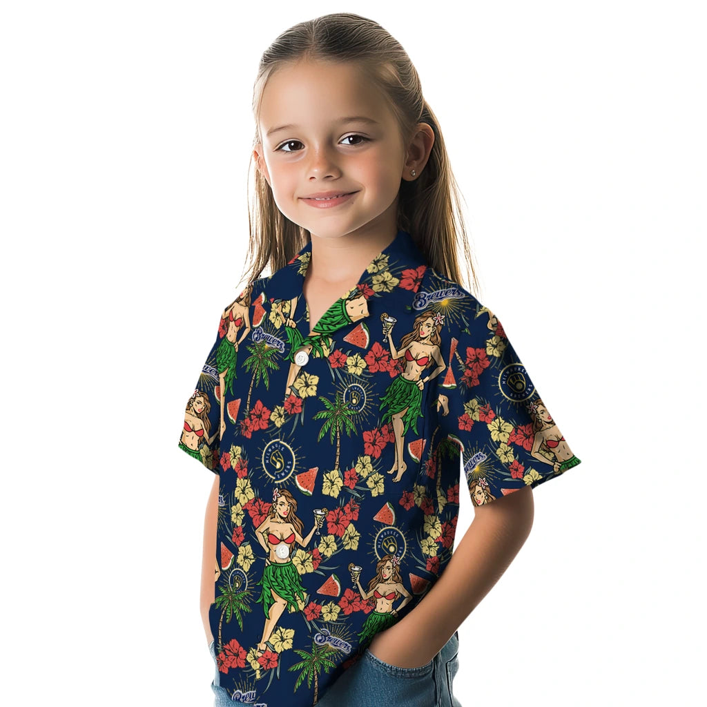 Milwaukee Brewers Hawaiian Shirt - Hawaiian Girls Design | Moonbestprint
