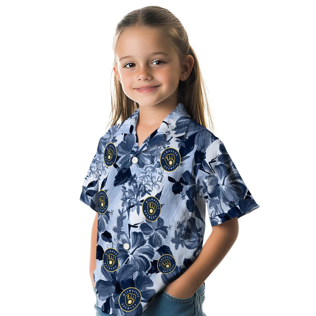 Milwaukee Brewers Hawaiian Shirt - Hibiscus Arrangement | Moonbestprint