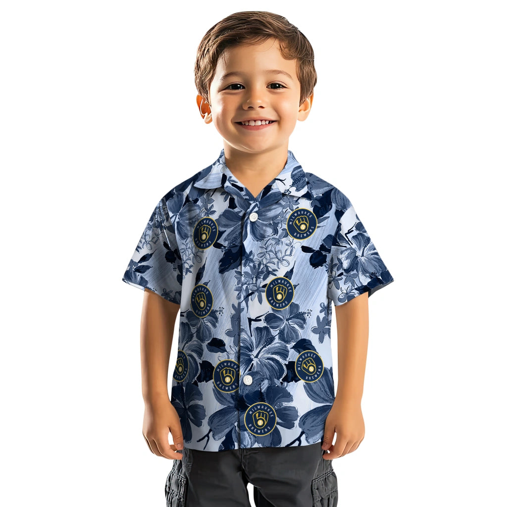 Milwaukee Brewers Hawaiian Shirt - Hibiscus Arrangement | Moonbestprint