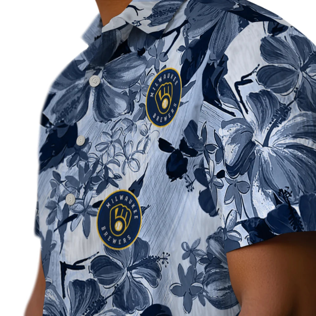 Milwaukee Brewers Hawaiian Shirt - Hibiscus Arrangement | Moonbestprint
