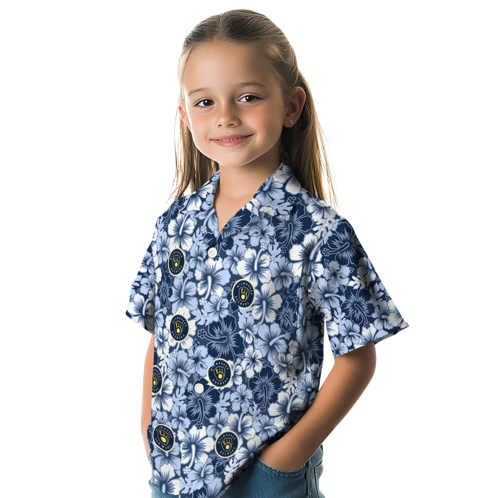 Milwaukee Brewers Hawaiian Shirt - Hibiscus Blooms | Moonbestprint