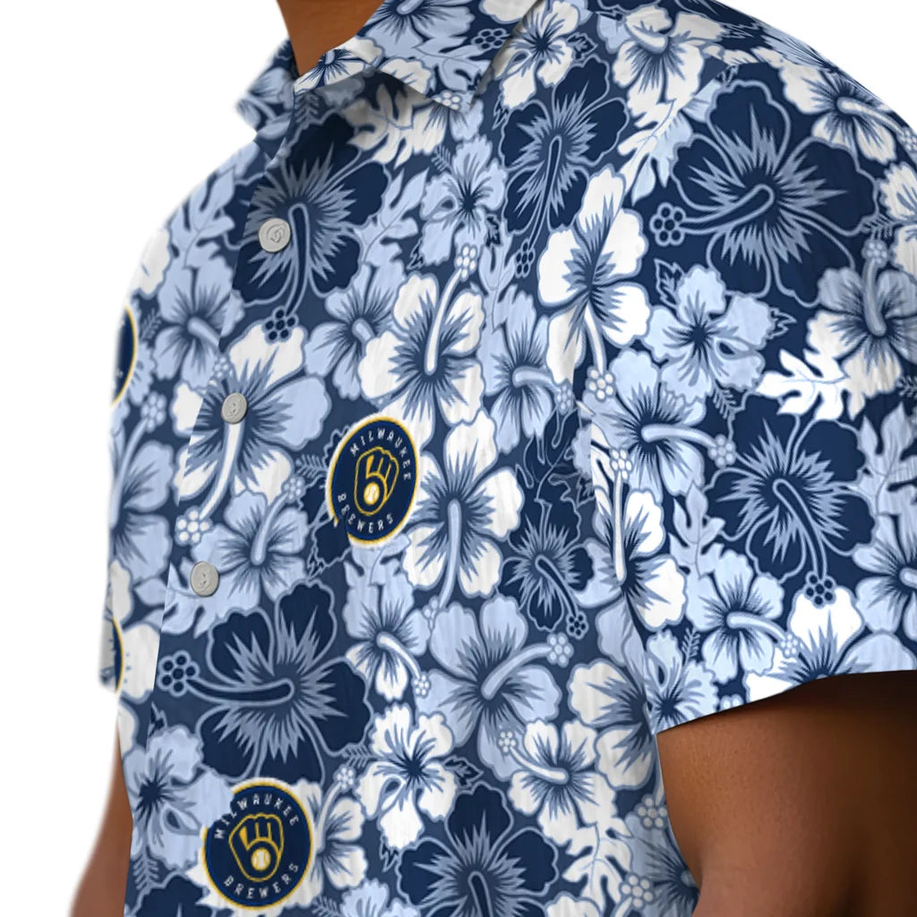 Milwaukee Brewers Hawaiian Shirt - Hibiscus Blooms | Moonbestprint