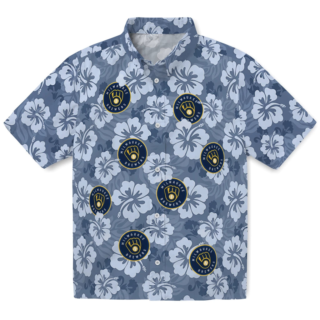 Milwaukee Brewers Hawaiian Shirt - Hibiscus Cluster | Moonbestprint