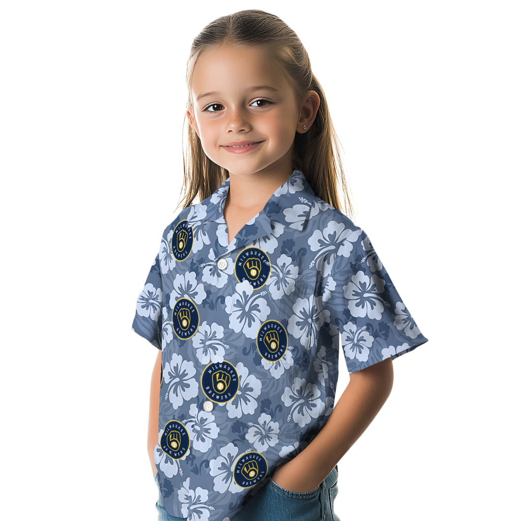 Milwaukee Brewers Hawaiian Shirt - Hibiscus Cluster | Moonbestprint