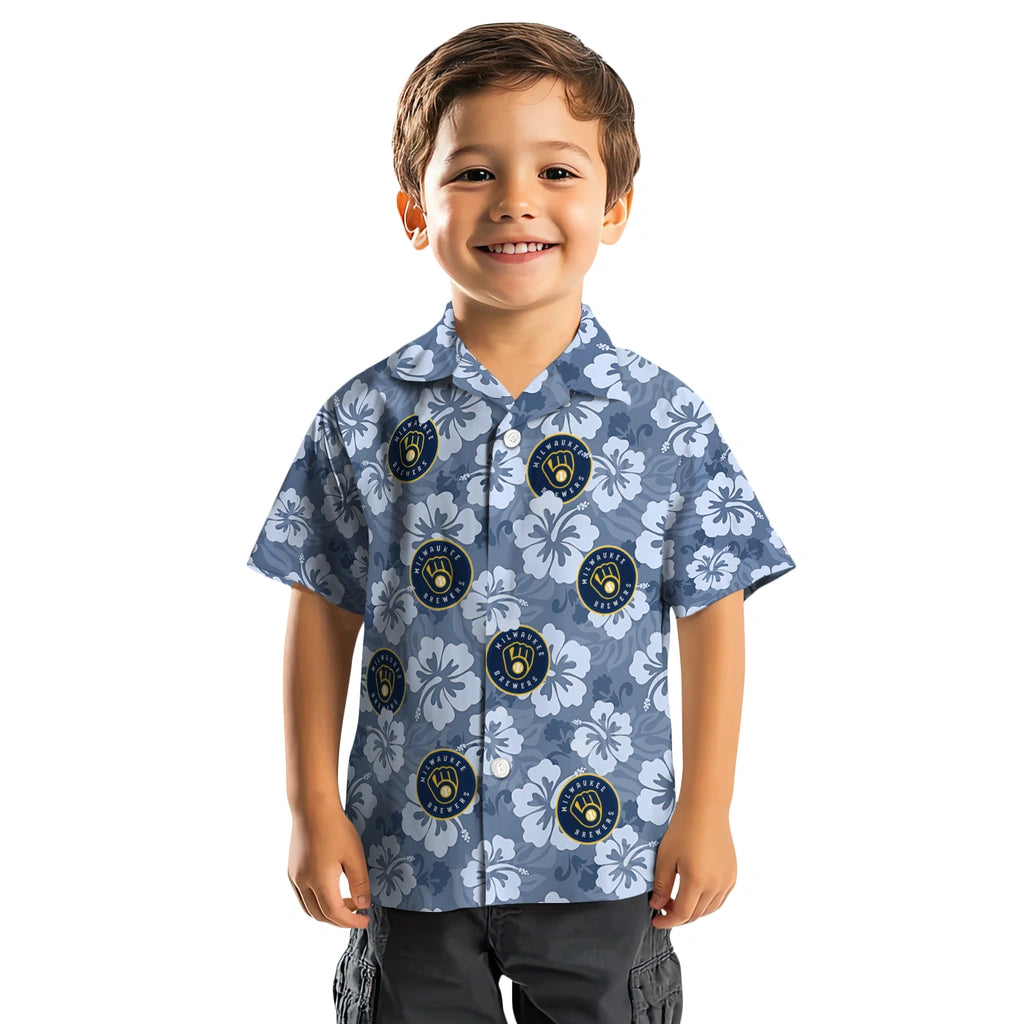 Milwaukee Brewers Hawaiian Shirt - Hibiscus Cluster | Moonbestprint