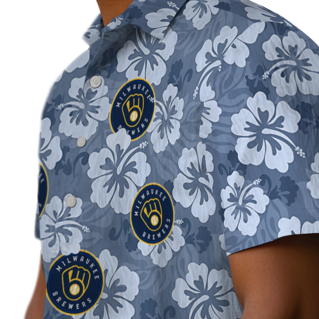 Milwaukee Brewers Hawaiian Shirt - Hibiscus Cluster | Moonbestprint