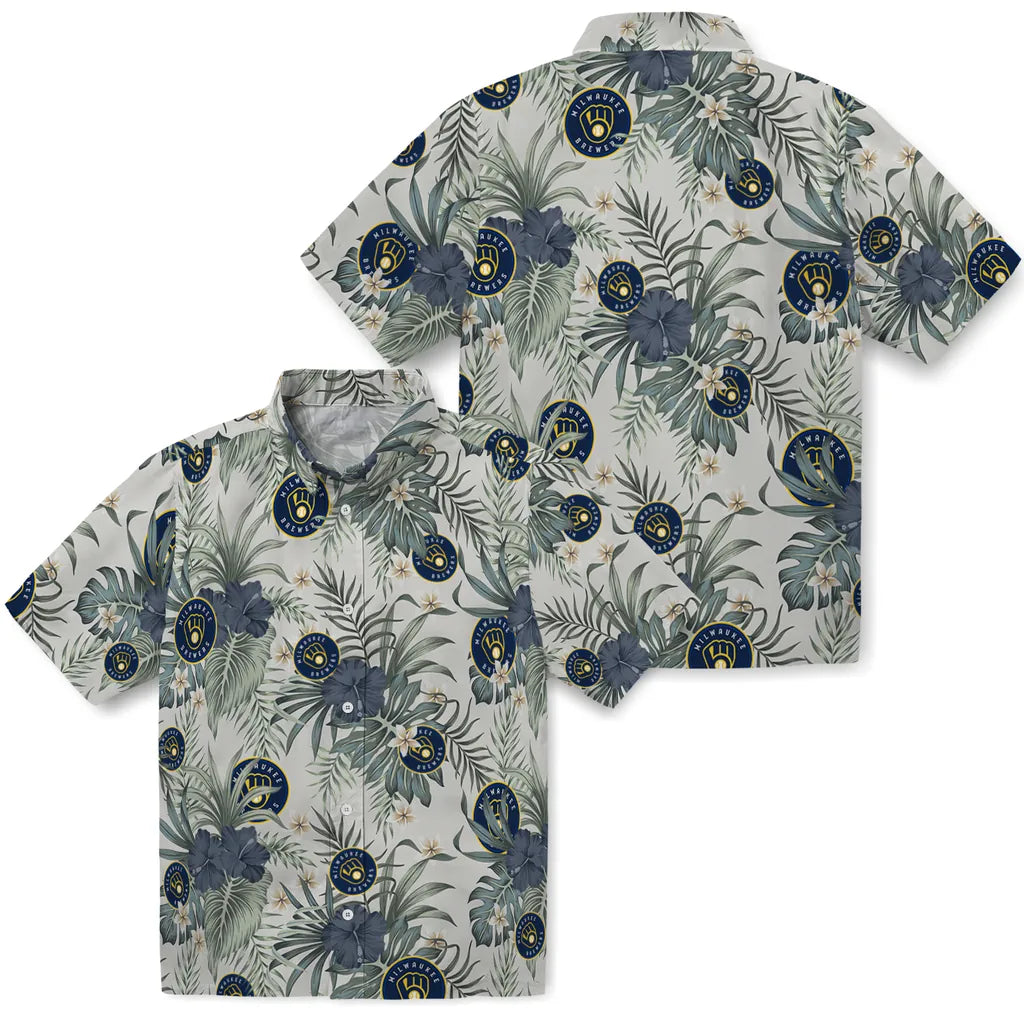 Milwaukee Brewers Hawaiian Shirt - Hibiscus Designs | Moonbestprint