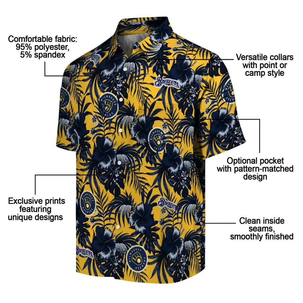 Milwaukee Brewers Hawaiian Shirt - Hibiscus Exotic | Moonbestprint