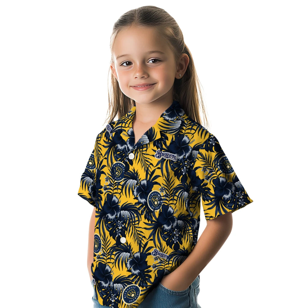 Milwaukee Brewers Hawaiian Shirt - Hibiscus Exotic | Moonbestprint