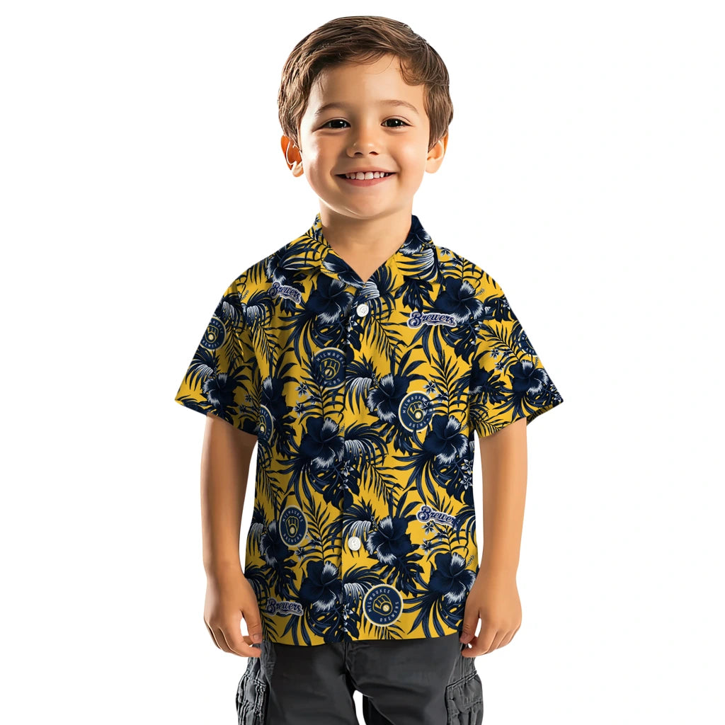 Milwaukee Brewers Hawaiian Shirt - Hibiscus Exotic | Moonbestprint