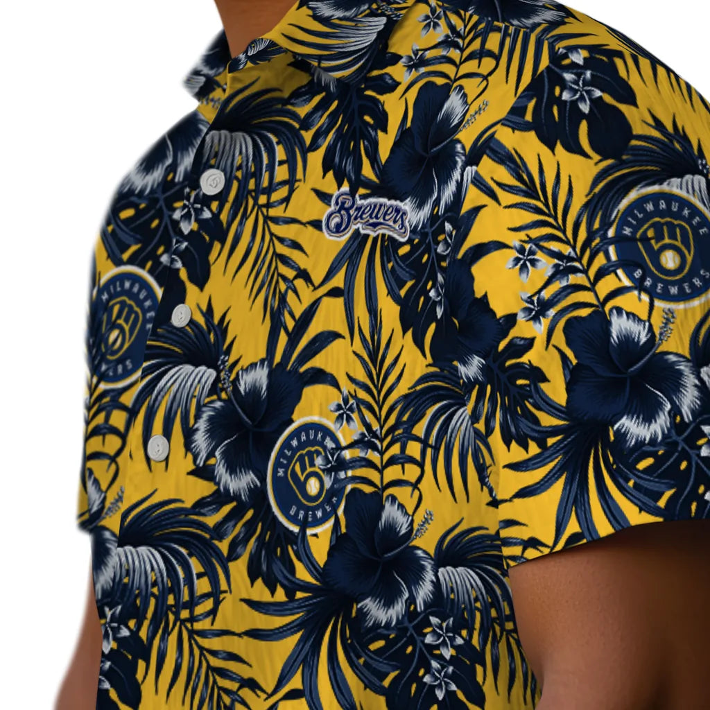 Milwaukee Brewers Hawaiian Shirt - Hibiscus Exotic | Moonbestprint