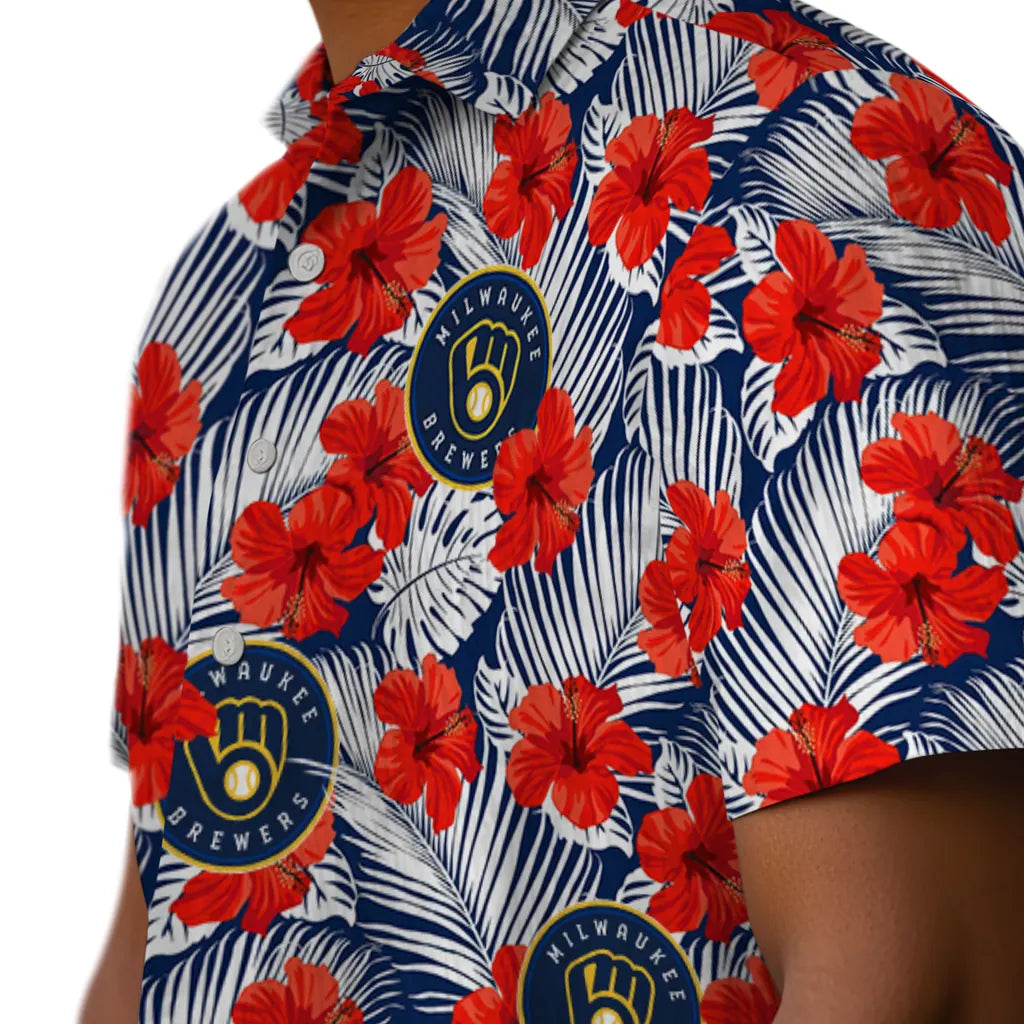 Milwaukee Brewers Hawaiian Shirt - Hibiscus Fiesta | Moonbestprint