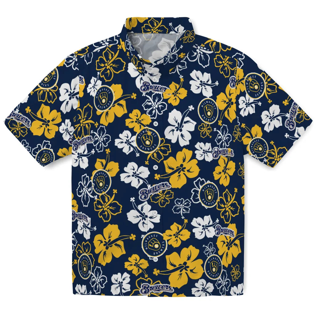 Milwaukee Brewers Hawaiian Shirt - Hibiscus Flower Design | Moonbestprint