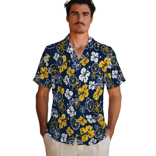 Milwaukee Brewers Hawaiian Shirt - Hibiscus Flower Design | Moonbestprint