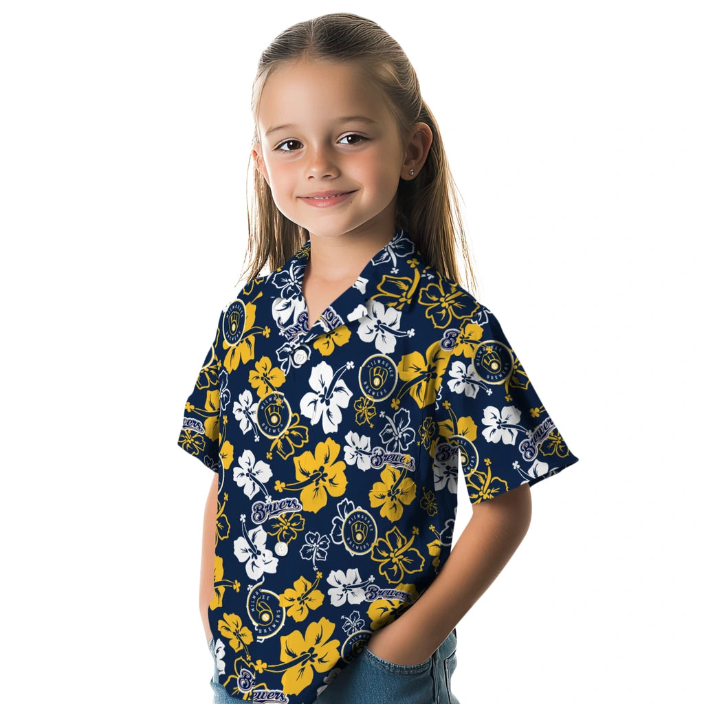 Milwaukee Brewers Hawaiian Shirt - Hibiscus Flower Design | Moonbestprint