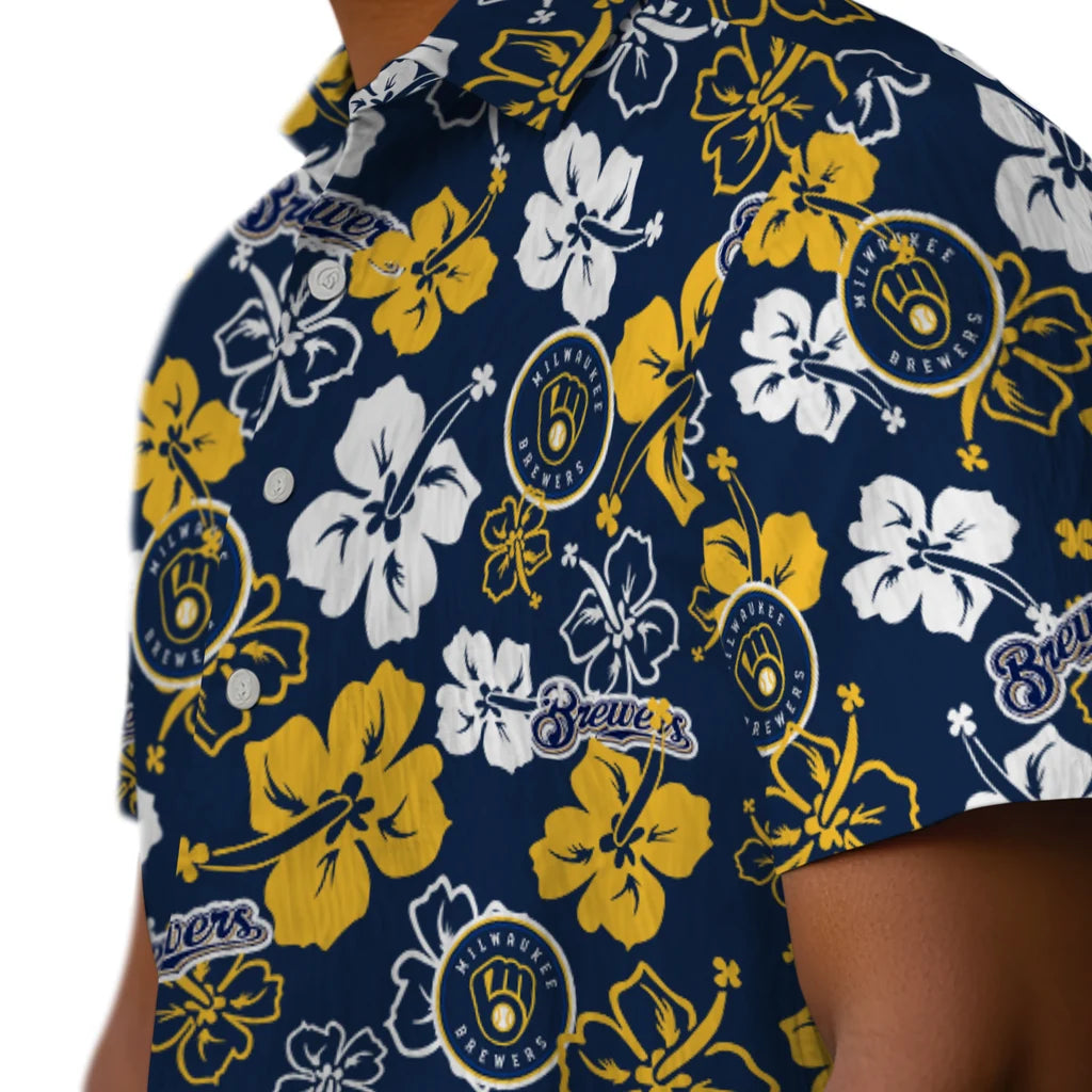 Milwaukee Brewers Hawaiian Shirt - Hibiscus Flower Design | Moonbestprint