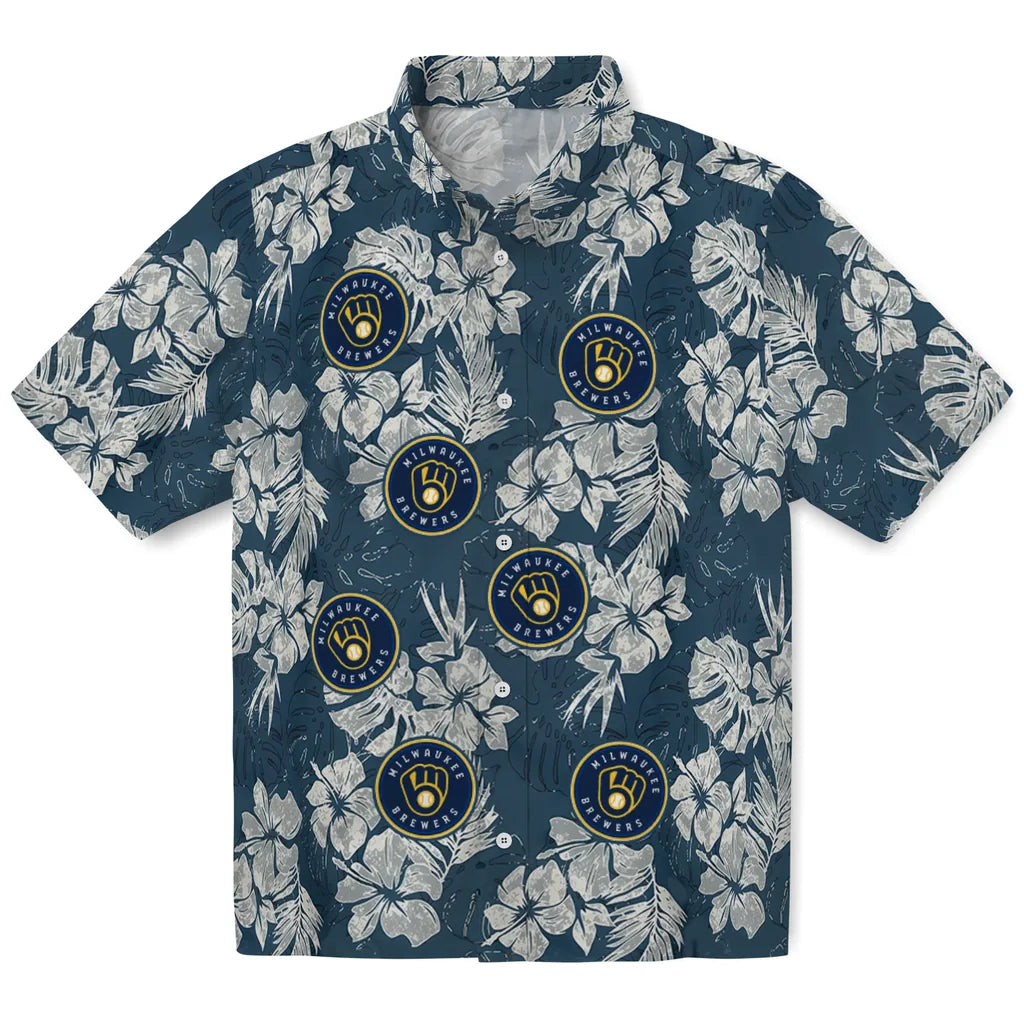 Milwaukee Brewers Hawaiian Shirt - Hibiscus Flowers | Moonbestprint