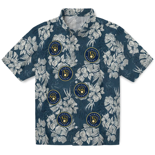 Milwaukee Brewers Hawaiian Shirt - Hibiscus Flowers | Moonbestprint