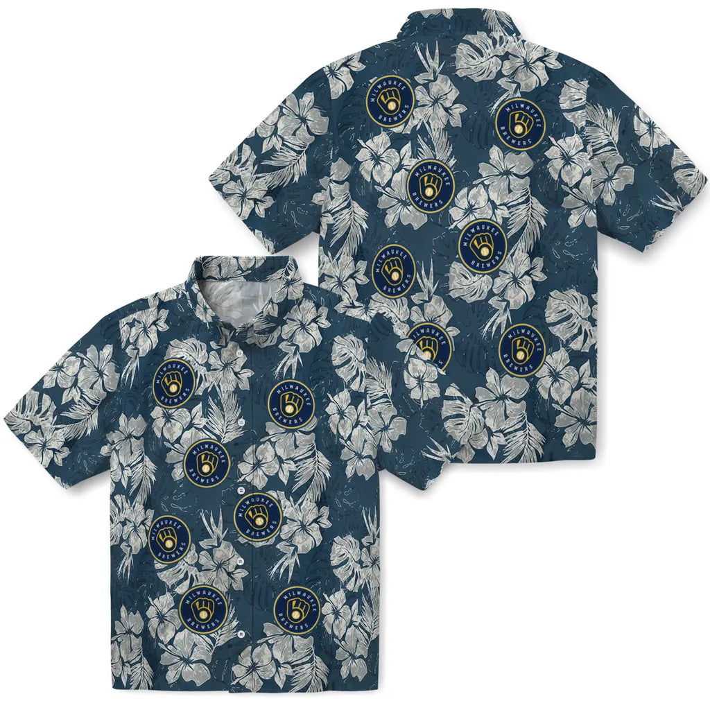 Milwaukee Brewers Hawaiian Shirt - Hibiscus Flowers | Moonbestprint