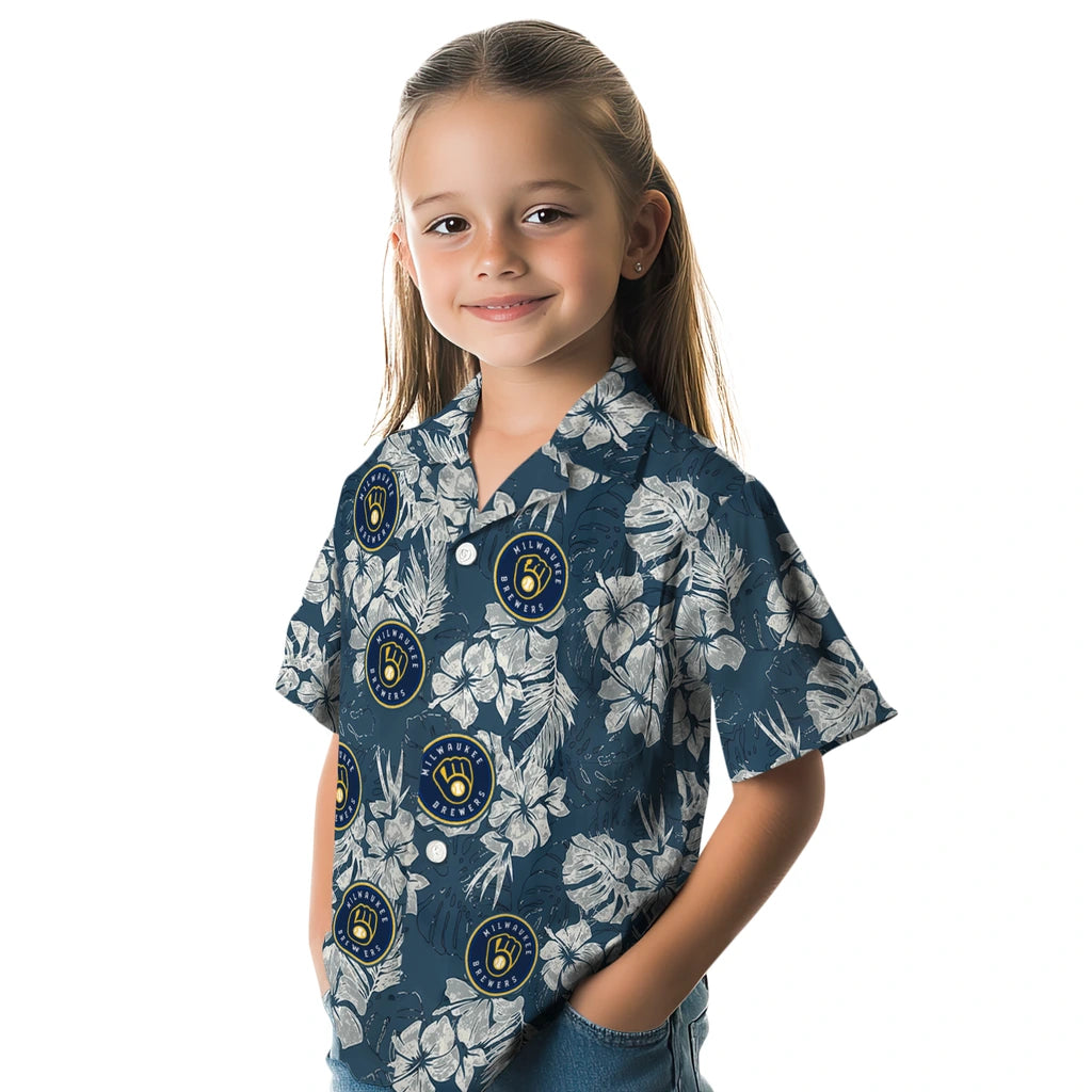 Milwaukee Brewers Hawaiian Shirt - Hibiscus Flowers | Moonbestprint