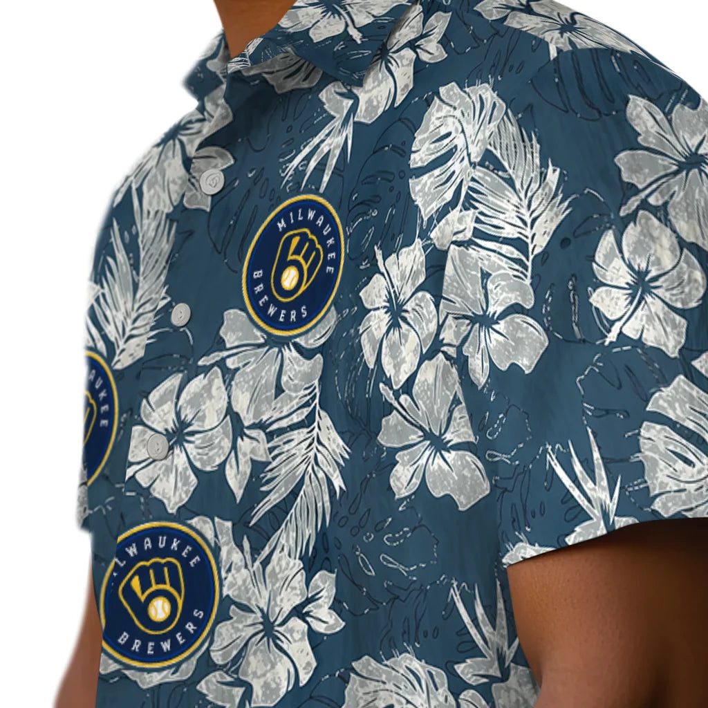Milwaukee Brewers Hawaiian Shirt - Hibiscus Flowers | Moonbestprint