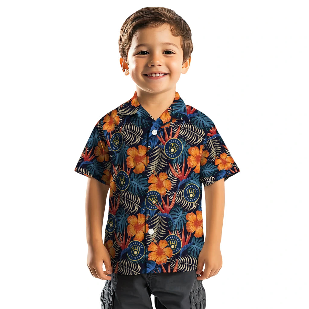 Milwaukee Brewers Hawaiian Shirt - Hibiscus Foliage | Moonbestprint