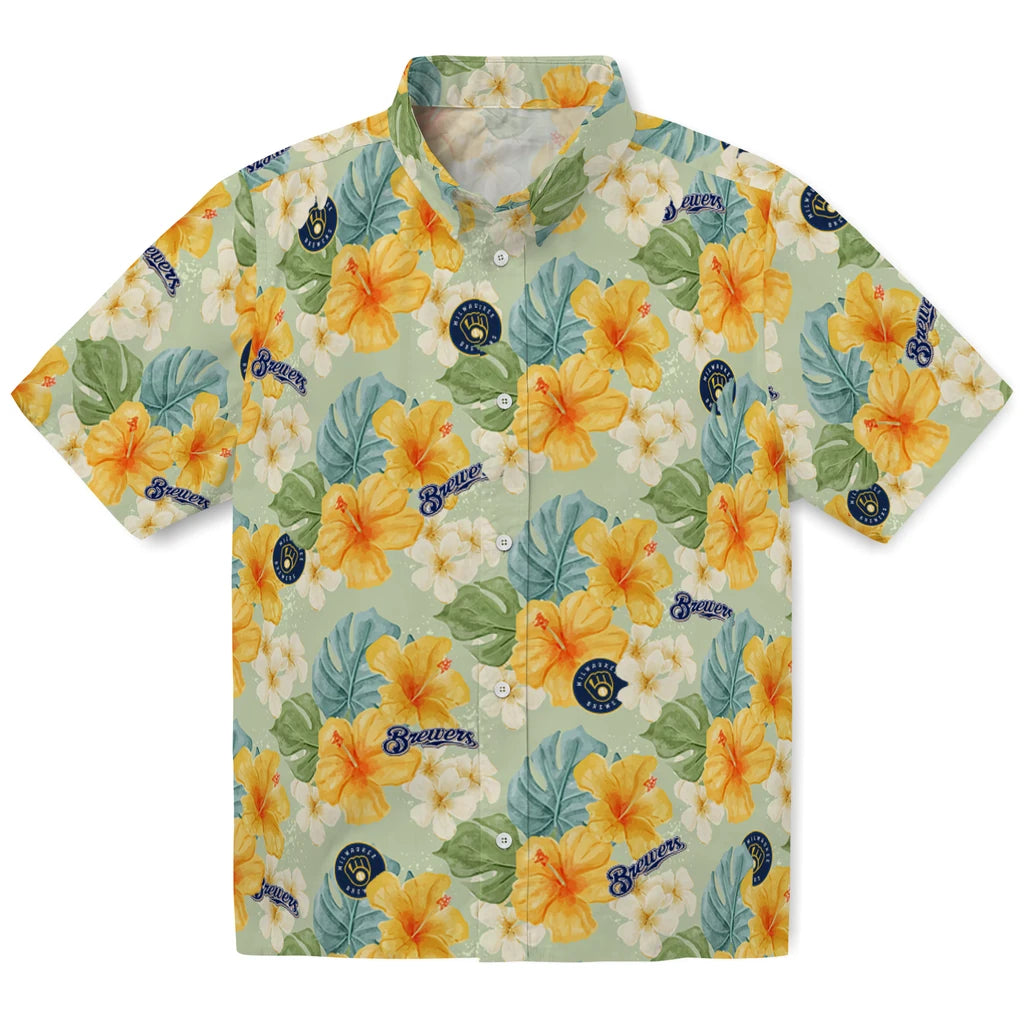 Milwaukee Brewers Hawaiian Shirt - Hibiscus Mood | Moonbestprint