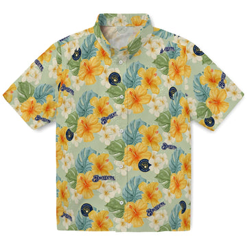 Milwaukee Brewers Hawaiian Shirt - Hibiscus Mood | Moonbestprint