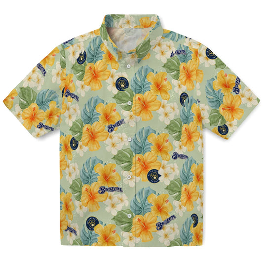 Milwaukee Brewers Hawaiian Shirt - Hibiscus Mood | Moonbestprint