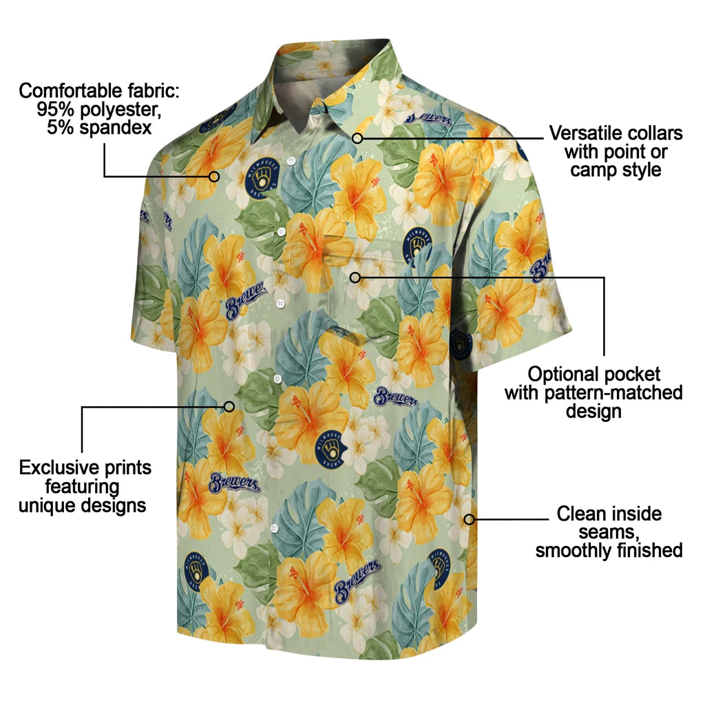 Milwaukee Brewers Hawaiian Shirt - Hibiscus Mood | Moonbestprint