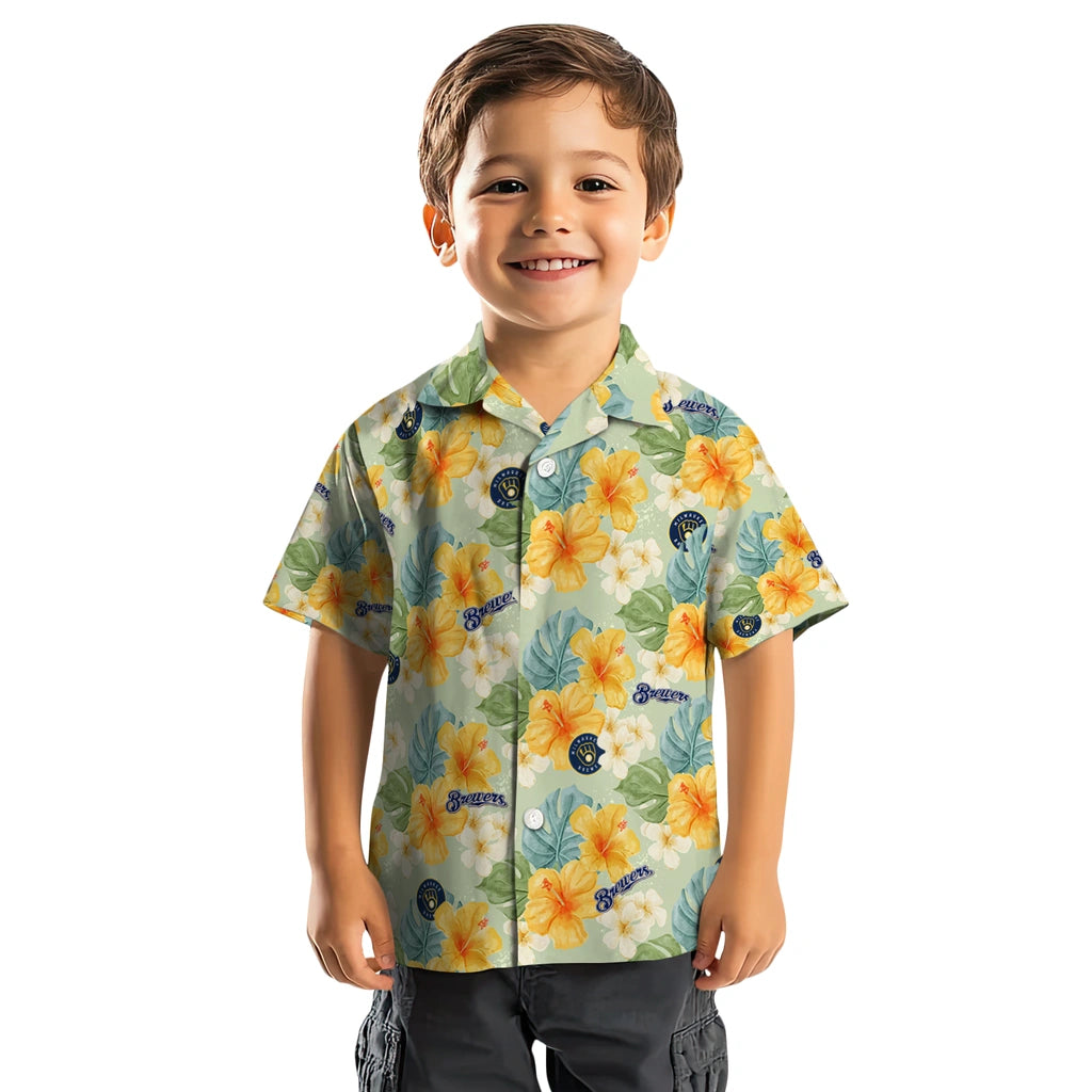 Milwaukee Brewers Hawaiian Shirt - Hibiscus Mood | Moonbestprint
