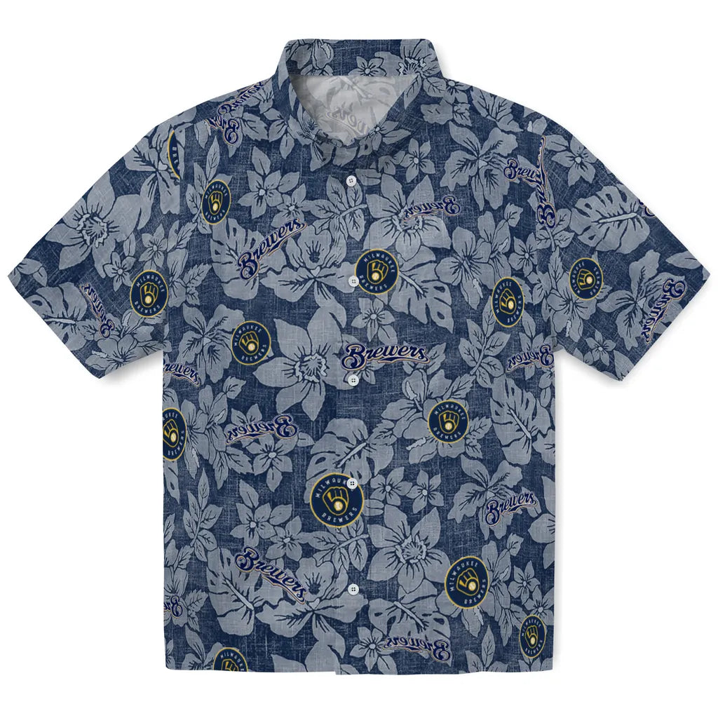 Milwaukee Brewers Hawaiian Shirt - Hibiscus Oasis | Moonbestprint