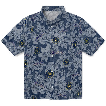 Milwaukee Brewers Hawaiian Shirt - Hibiscus Oasis | Moonbestprint
